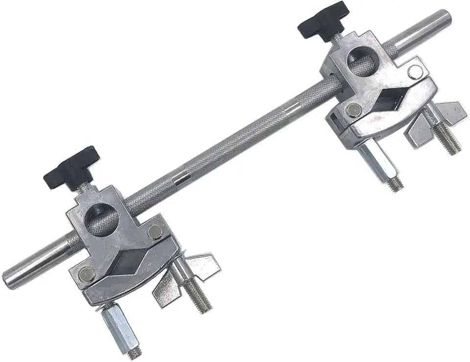 Drum Multi Clamp Adjustable Double Drum Rack Clamp with Straight Rod, Cymbal Stand Clamp Drum Set Mounting Clamp