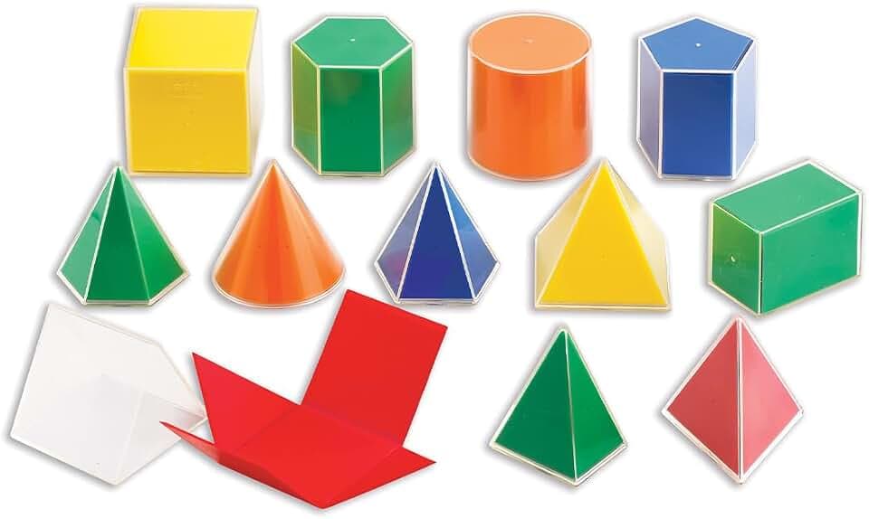 edxeducation 2D3D Geometrische Körper - 24er Set - 12 Formen, 12 Faltnetze und Anleitung - Mathe und Geometrie für Kinder, Mehrfarbig/Meereswellen (Ocean Tides)