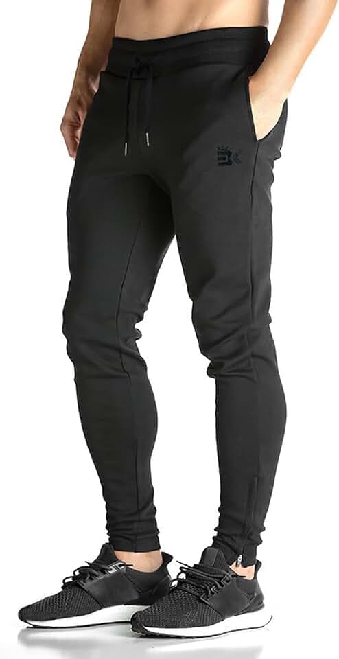 BROKIG Men's Zip Joggers Casual Gym Workout Track Pants
