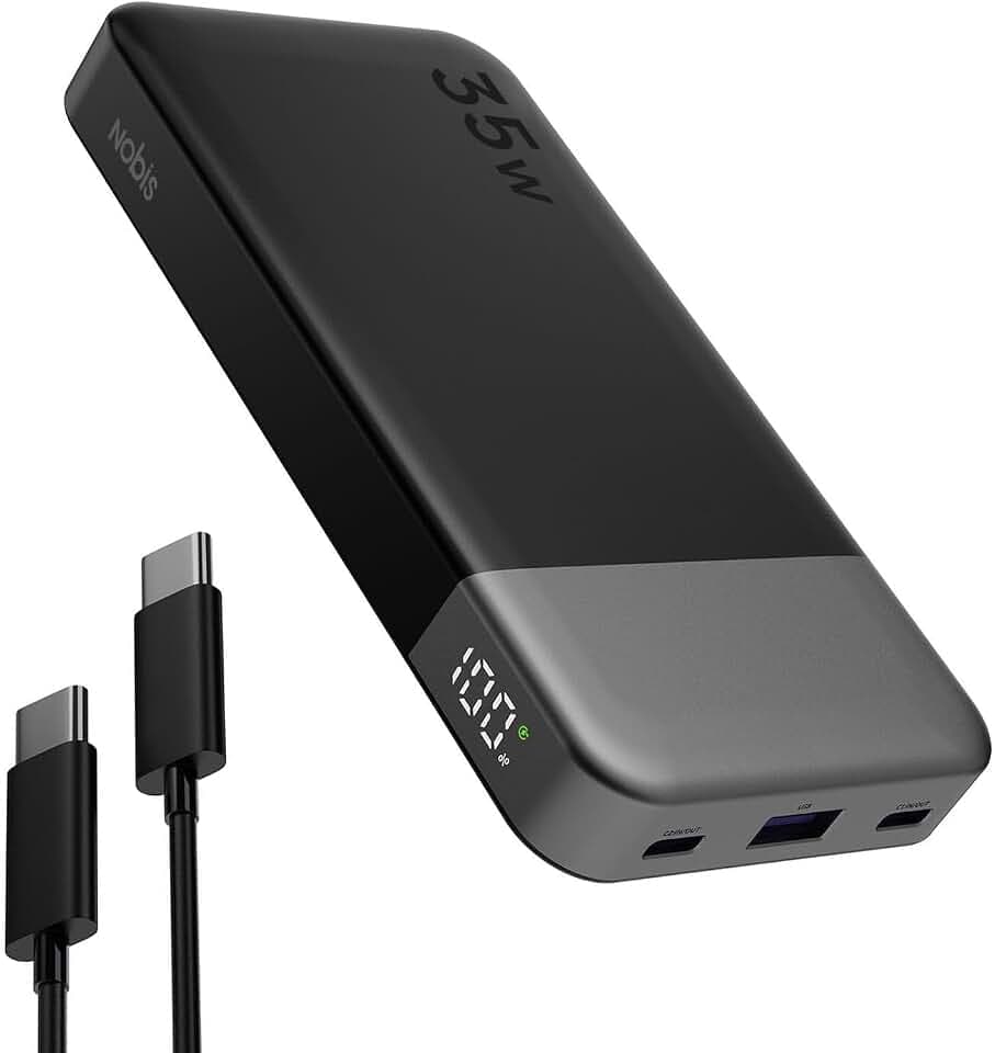 NOBIS 35W Power Bank 10000mAh, Externer Akku Mit Digitalanzeige