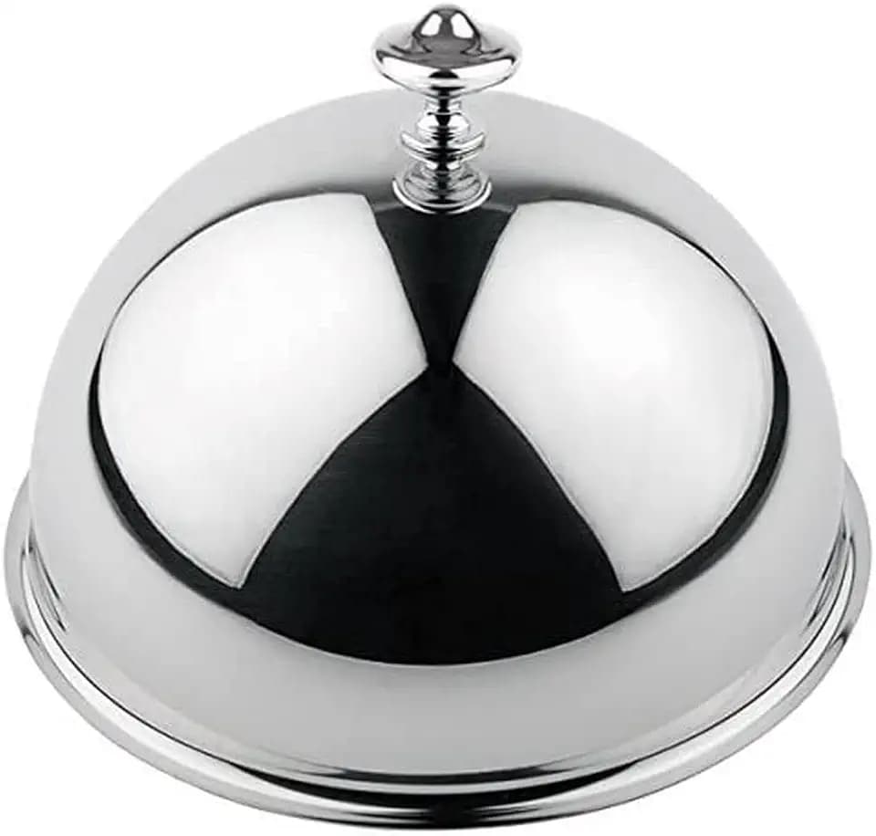 APS Glocke, Cloche, Edelstahl 18/8 Haube, außen hochglanzpoliert, innen matt poliert, mit verchromten Griff, 29,5 x 29,5 cm, Höhe 16,5 cm