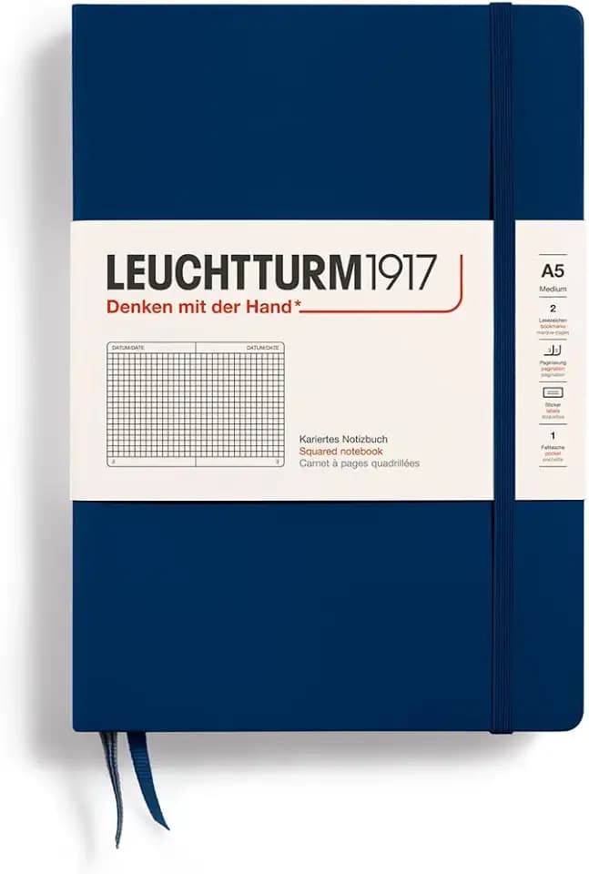 LEUCHTTURM1917 342923 Notizbuch Medium (A5), Hardcover, kariert, marine