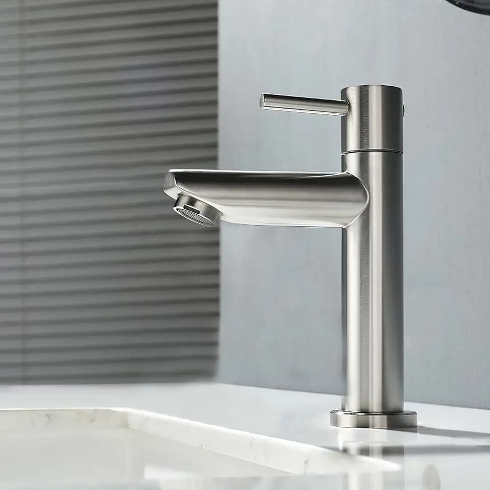 Decaura Kaltwasserhahn Gäste WC Wasserhahn Bad nur Kaltwasser Einhebelmischer Waschbecken Armatur Waschtischarmatur Edelstahl Gebürstet