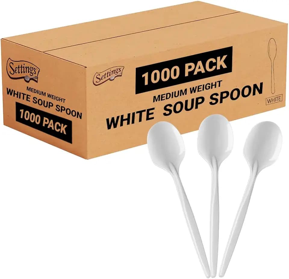 Settings Plastic Soup Spoons Heavy Duty Disposable Cutlery, 1000 Count