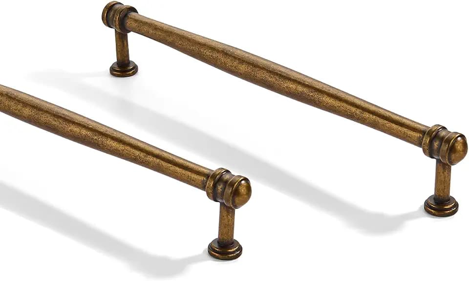 2 Pack 8 inch(203mm) Center to Center Antique Brass Cabinet Pulls Solid Cabinet Hardware Heavy-Duty Drawer Pulls Kitchen Handles for Cabinets Cupboard Handles