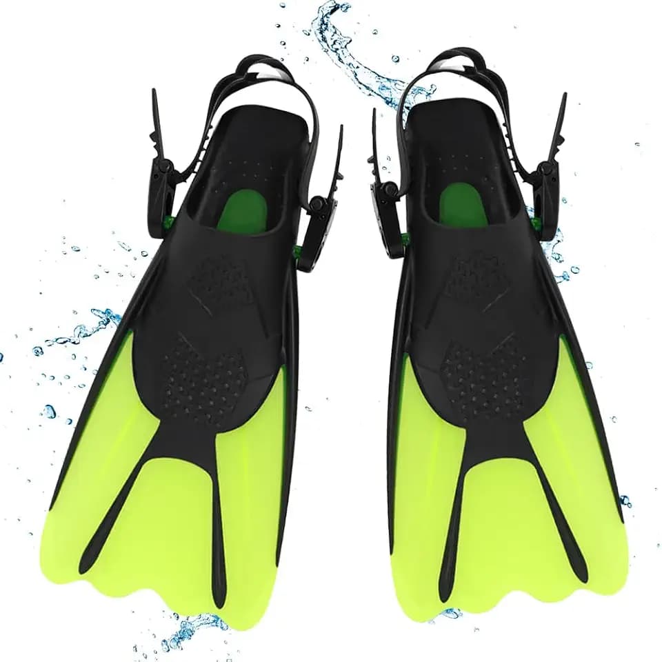 mizikuu Schnorchelflossen, Verstellbare Schwimmflossen Gr.34-38 für Kinder & Erwachsene Offene Ferse Tauchflossen Kurze Flossen Unisex für Schwimmen und Schnorcheln, Grün