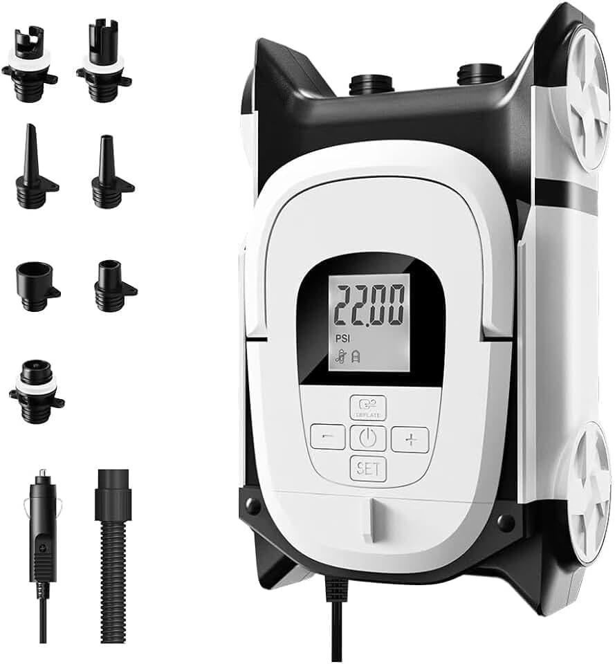 22PSI Elektrische Pumpe Sup 12V DC Sup Elektrische Pumpe Auto Zweistufige pumpe Mit Auto-Stopp Geeignet Inflator & Deflator Paddle-Boards,Schlauchboote,Kayaks und Wassersport