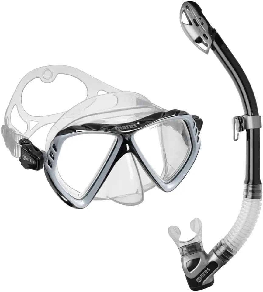Mares Combo La Costa Dry Schnorchelmaske für Erwachsene, Hartglas, Schnorchel 100% Dry Top, Entlüftungsventil