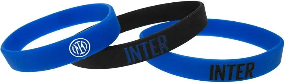 Tris Armbänder FC Inter, offizielles Fußball-Produkt, Serie A. Schwarz und Hellblau.