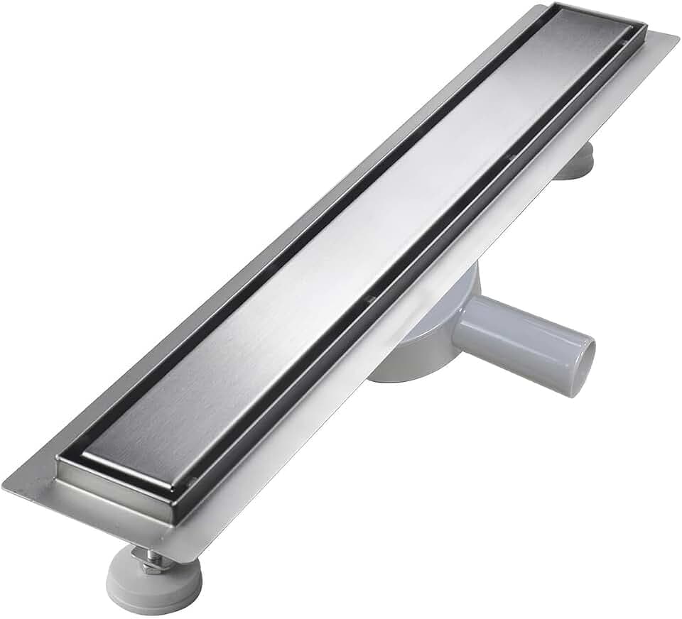 Duschrinne 100 cm, Edelstahl Bodenablauf Komplettset mit 360° Siphon