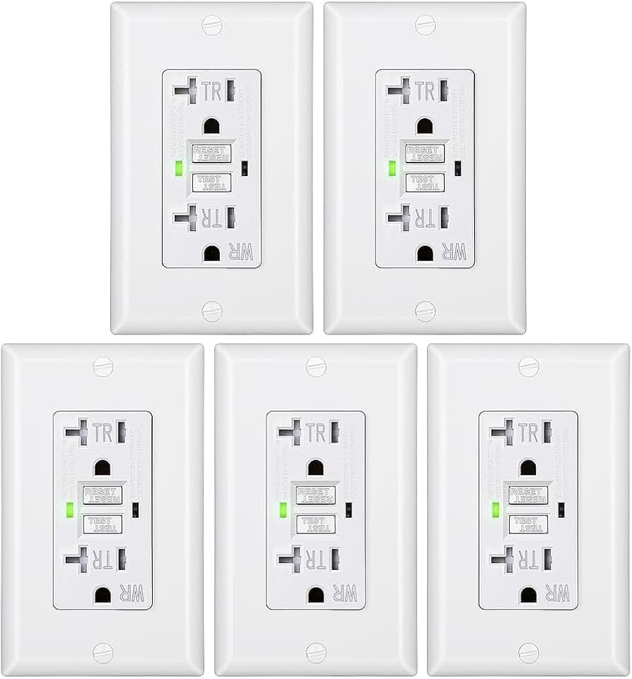 DEWENWILS 5-Pack GFCI Outlet 20Amp, WR, TR, LED Indicator, UL Listed