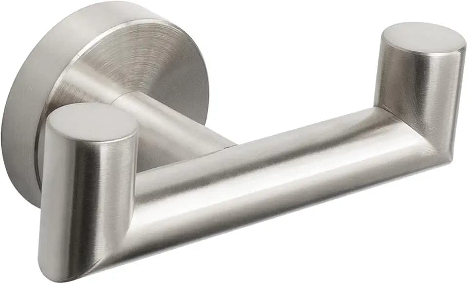 NearMoon Doppelter Handtuchhaken für Badezimmer, SUS304 Edelstahl, robust, doppelter Kleiderhaken für Badezimmer, Wohnzimmer, Küche, Wandmontage, 2 Stück (gebürstetes Nickel)