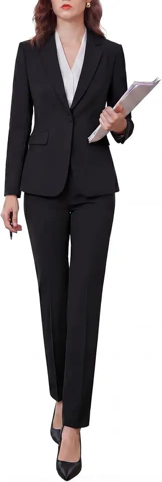 Women's Two Piece Pants Suits - Wrinkle-Free High End Business Formal Casual Blazer Set - Professional Work Outfit
