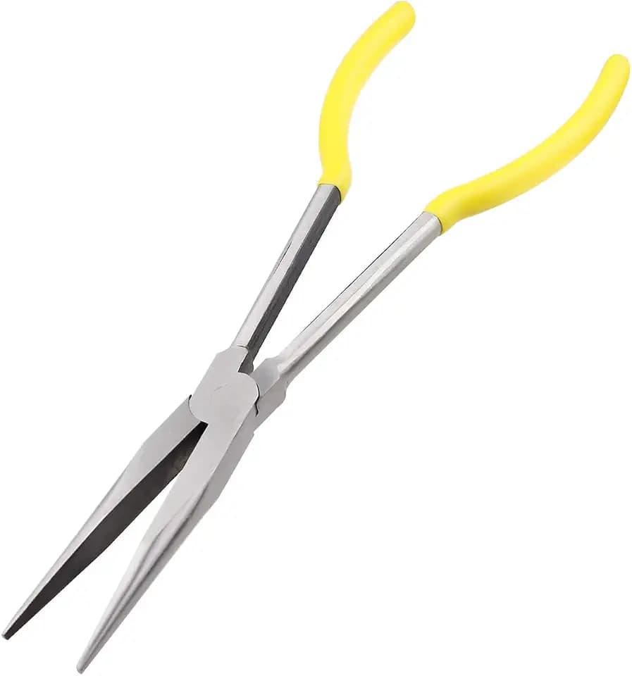 11 Inch（28cm） Long Reach Long Nose Pliers | Designed for Mechanics, Technicians, and Contractors | Work with Delicate or Difficult-to-Reach Pieces | Milled-Jaws | Steel “Needle Nose（Yellow）
