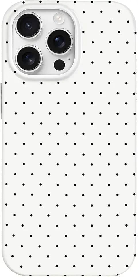 Hython for iPhone 16 Pro Case Cute Polka Dot Aesthetic Design Simple Cover 6.3", Thin Slim Anti-Scratch Soft TPU Bumper Shockproof Rubber Protective Phone Cases for Women Girls Girly Boys, White