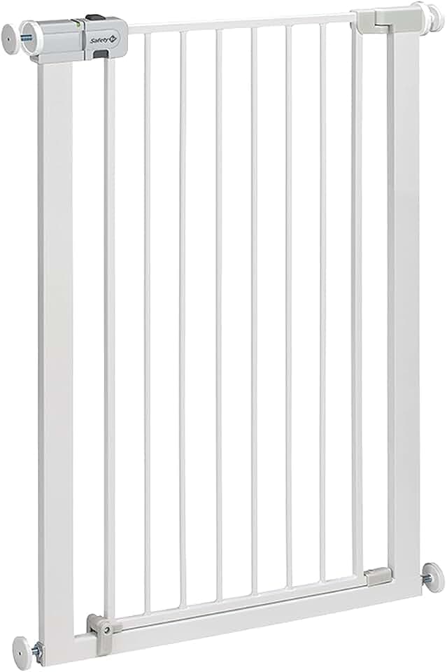 Safety 1st Easy Close Extra Tall Metal Gate,Treppenschutzgitter ohne Bohren, 73–80 cm (max. 94 cm erweiterbar), besonders hohes Gitter (91 cm), leicht schließbares Türschutzgitter, kein Bohren, Weiß