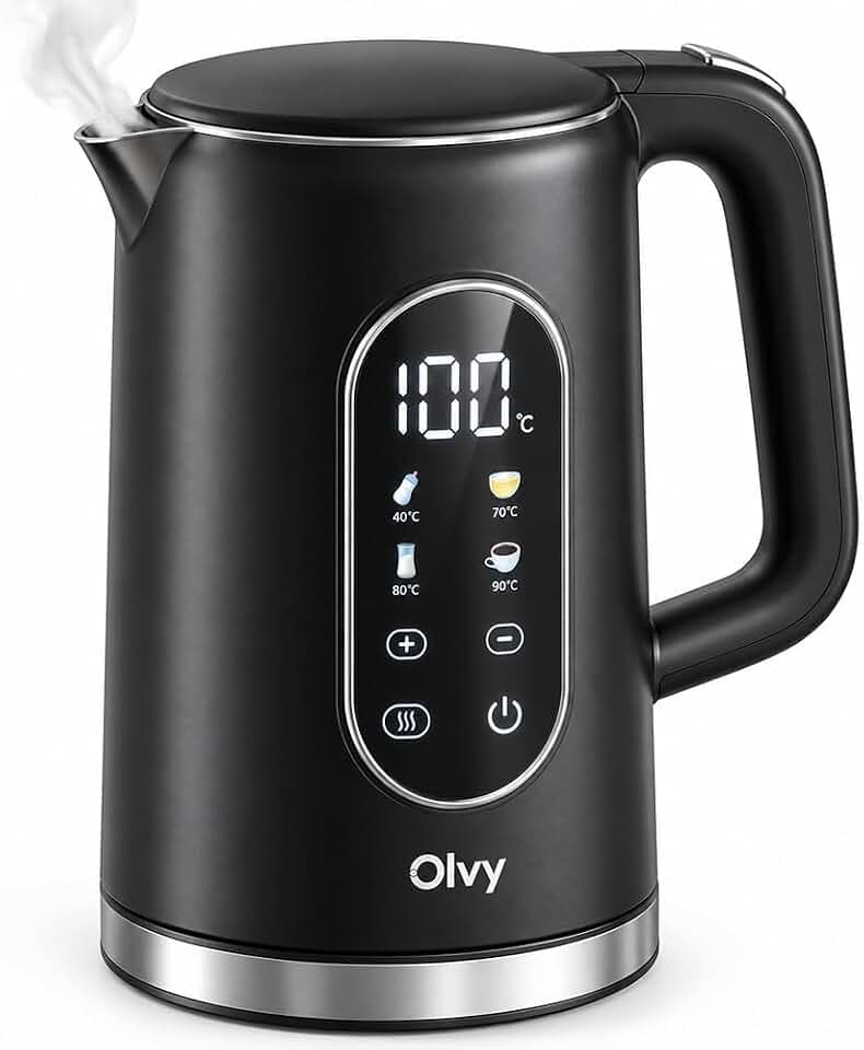 Olvy Wasserkocher Edelstahl Mit Temperatureinstellung Für Tee & Kaffee