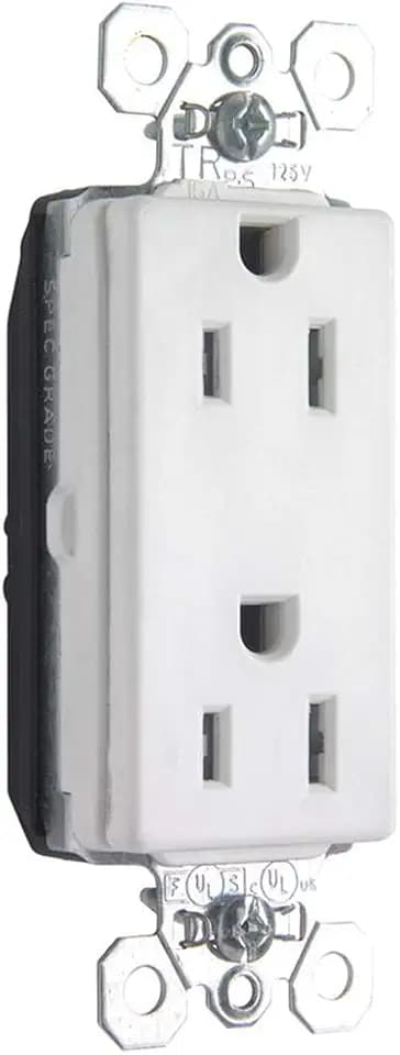 Legrand Pass & Seymour PTTR26262W Plugtail 15 Amp Tamper-Resistant Decorator Duplex Receptacle Outlet, White (1 Count)