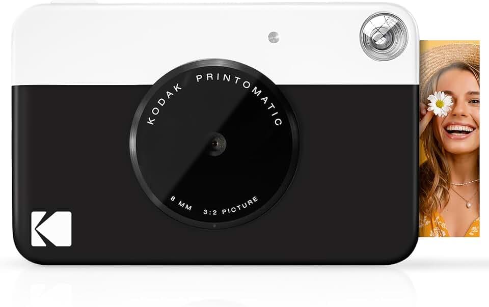 KODAK Printomatic Sofortbild-Digitalkamera in Vollfarbe - Hochwertige Fotos auf Zink 2x3" Klebefotopapier - 5MP, tragbar, kreatives Spaßgeschenk für Geburtstag, Weihnachten, Feiertag - Schwarz