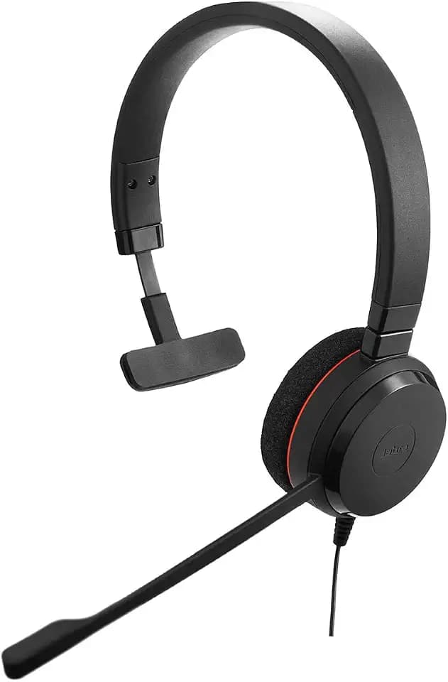 Jabra Evolve 20 Mono Headset – Microsoft Certified Headphones for VoIP Softphone with Passive Noise Cancellation – USB-Cable with Controller – Black