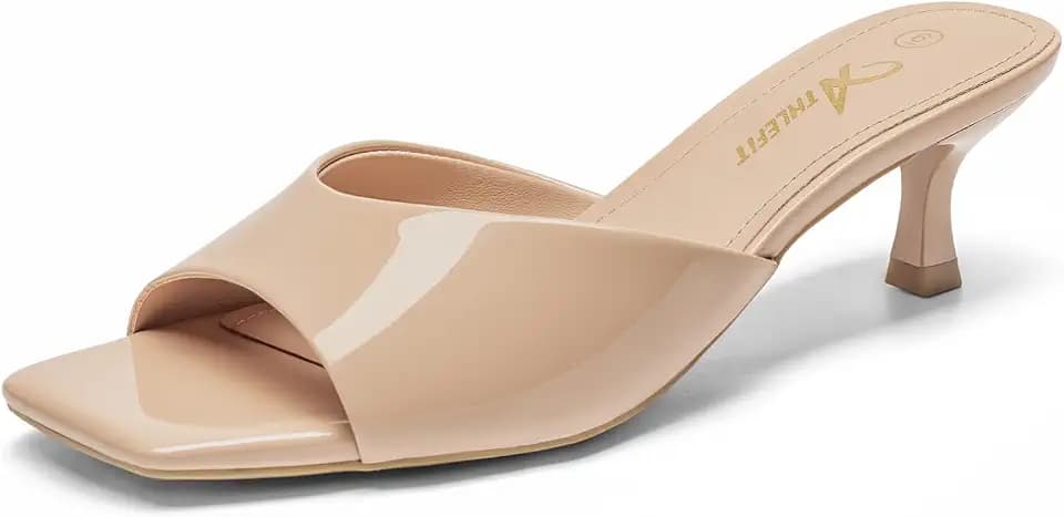Athlefit Kitten Heels Women Square Toe Heeled Sandals Daliy Party Office