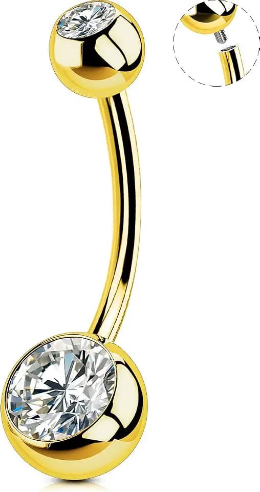 OUFER Belly Button Rings Surgical Steel, Internally Threaded Belly Rings