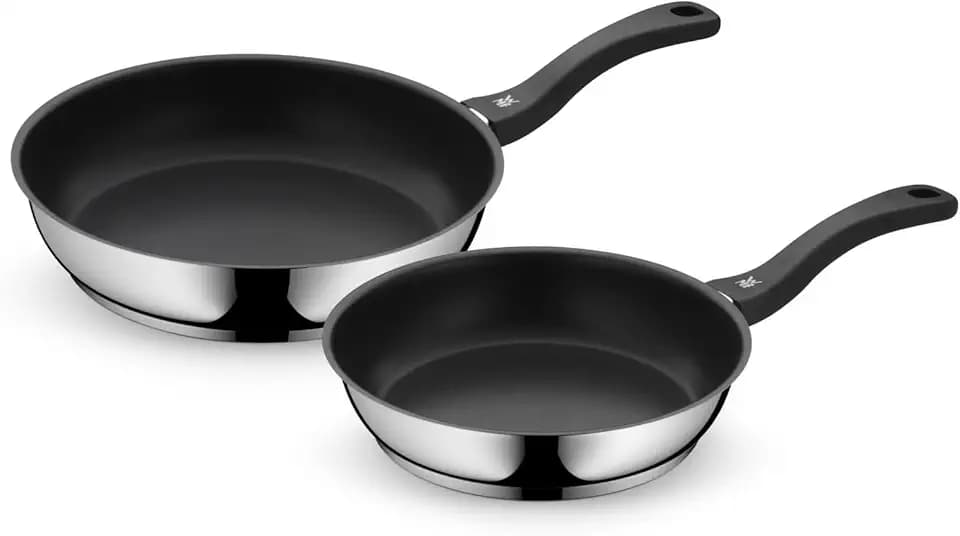 WMF Devil Pfannenset Induktion 2-teilig – Bratpfannen 24, 28 cm – Edelstahl Cromargan Antihaft Pfannen Set, beschichtet, spülmaschinengeeignet, backofenfest, hitzebeständig und kratzfest