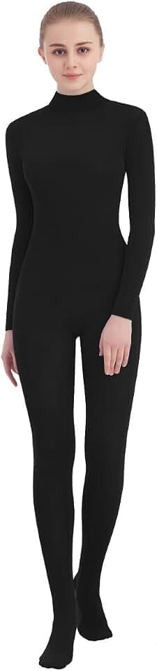SUPRNOWA Full Body Unitard Turtleneck Spandex Footed/Footless Long Sleeve Unisex