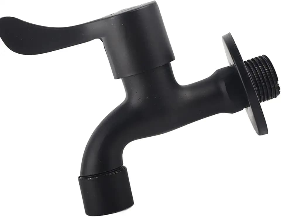 Waschmaschine Wasserhahn 304 Edelstahl-europäische Art-Schwarz-Wand-Berg-Hahn-Garten-Wasser-Hahn für Badezimmer(02)