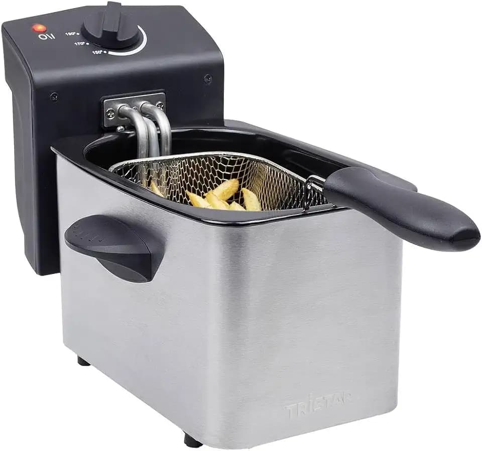 Tristar Edelstahl Fritteuse - mit 2 Liter Fassungsvermögen, Kaltzonefunktion und einstellbarem Thermostat bis 190°C, FR-6919, Silber