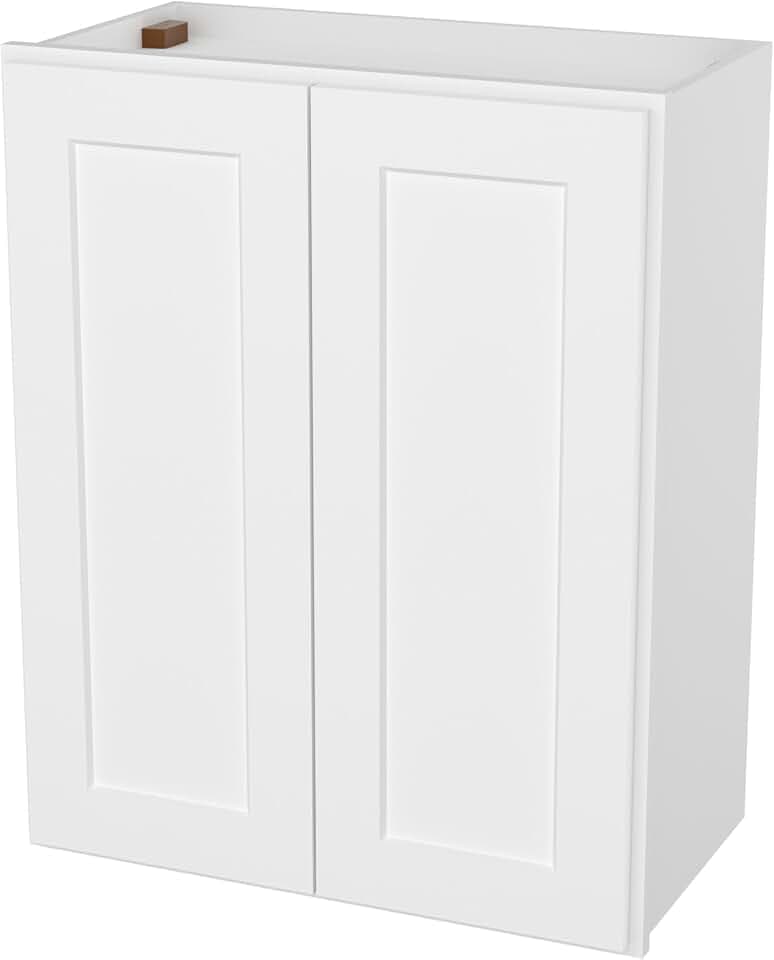 Furinno Shaker 3-Tier Wall Kitchen Cabinet, 2-Door, White