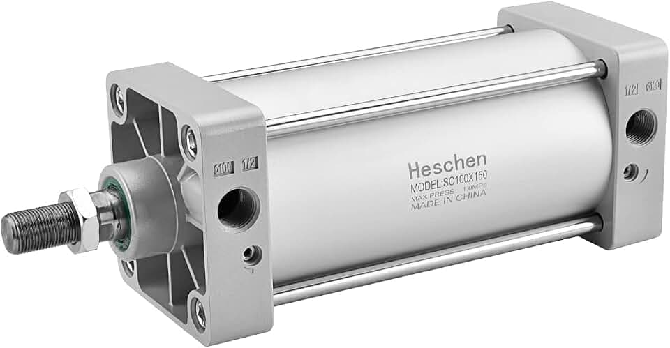 Heschen Pneumatischer Standard-Luftdruckzylinder, SC 100-150, PT1/2 Anschluss, 100mm Bohrung, 150mm Hub, Doppelt Wirkend