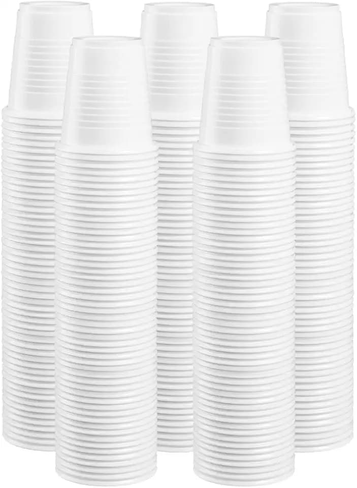 GUSTO 3 oz White Disposable Plastic Cups [500 Count] Small Bathroom & Rinse Cups for Mouthwash, Tastings & Cold Drinks – Durable, Stackable