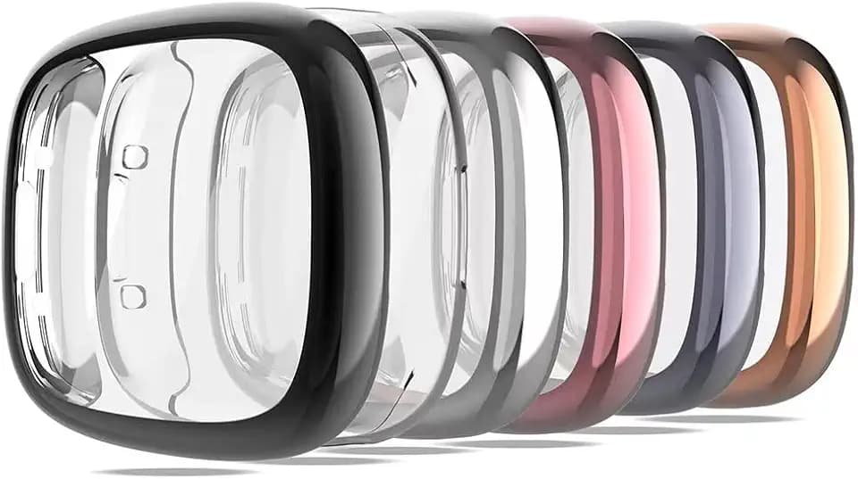 Screen Protector Compatible with Fitbit Sense 2/Versa 4 Case, Soft TPU Plated Case All-Around Protective Screen Full Cover Bumper Compatible for Fitbit Sense 2/Versa 4 Smart Watch