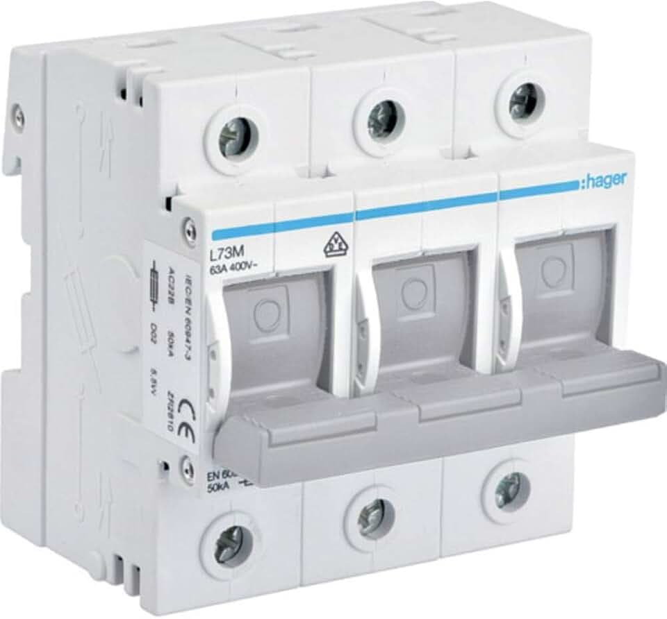 Hager L73M Schalter-Sicherungs-Einheit, D0, 3-pol, 63A