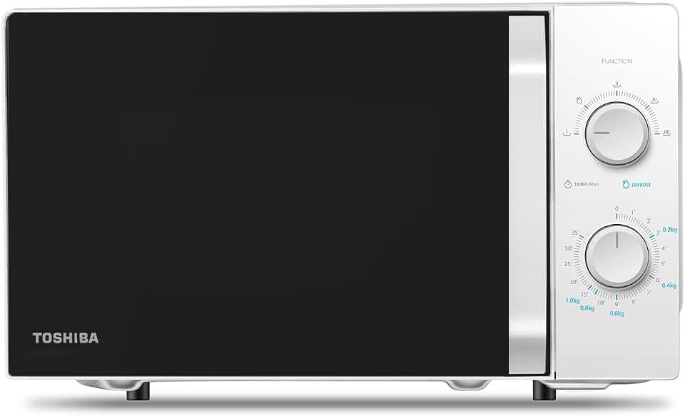 Toshiba MW2-MM20P(WH) Mikrowelle Standard, 20 Liter, 800 W, 5 Leistungsstufen mit praktischer Auftaufunktion, LED-Beleuchtung innen/weiß