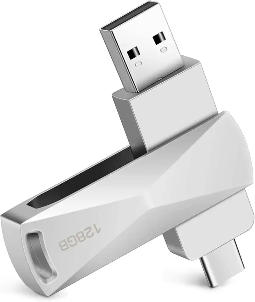 USB C-Disk 128GB Speicher, USB-Stick C Speicherstick OTG USB 2.0 Dual-Laufwerk 2-in-1 Memory Stick Kompatibel mit Tablet, PC, MacBook, Typ C Android Handy (Silber)
