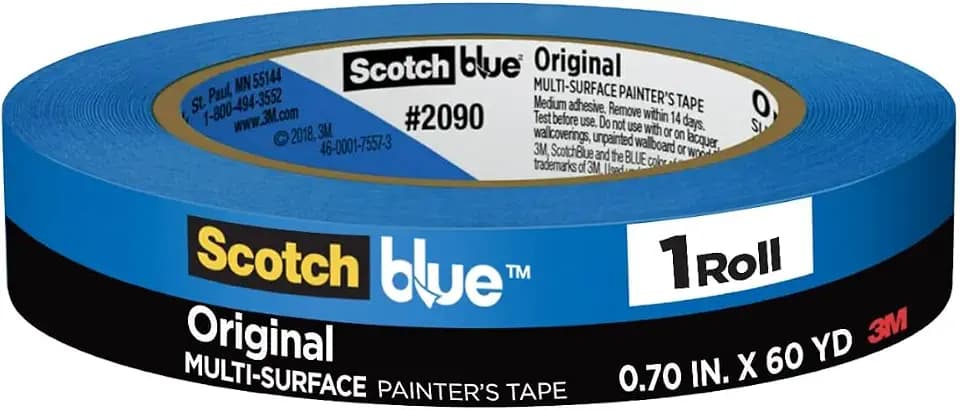 ScotchBlue Original Multi-Surface Painter's Tape, 0.70 Inches x 60 Yards, 1 Roll, Blue, Paint Tape Protects and Removes Easily, Painting Tape for Indoor and Outdoor Use