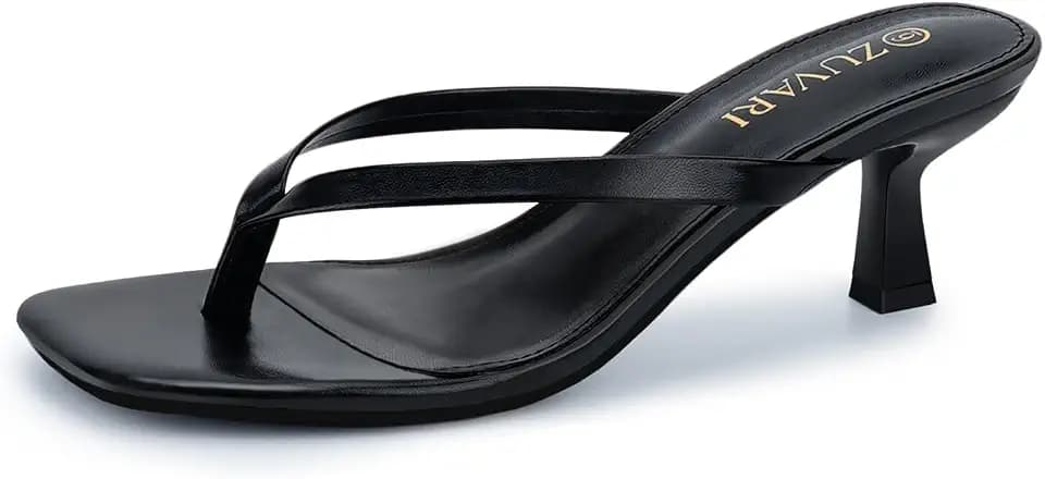 Kitten Heels for Women, Square Toe Flip Flop Kitten Heel Sandals