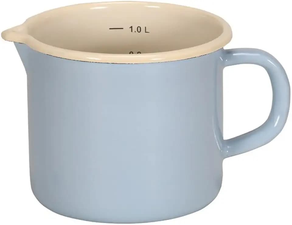 Karl Krüger 17012PAB Milchtopf mit Ausguss Sylt, 1 L, Emaille, blau, 12 x 16 x 30 cm, Hellblau