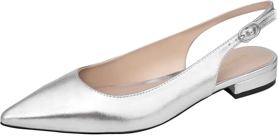 WONDERWAY Women Slingback Flat Pointed Toe Shoes for Dressy,Casual,Work,Wedding