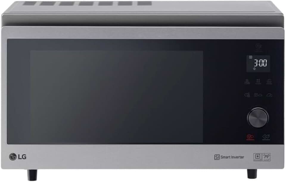 LG Electronics MJ 3965 ACS Mikrowelle / 54.4 cm/Garprogramme mit Gewichtsautomatik/schwarz mit Edelstahl-Akzente