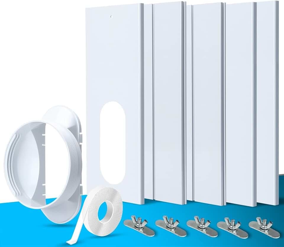 TOPOWN 5 Stück Fensterabdichtung Platte für Mobile klimageräte, Einstellbare Fenster Kit Platte für Abluftschlauch mit Durchmesser 13/15cm, für vertikal/horizontal Schiebefenster, mit Fenster Adapter