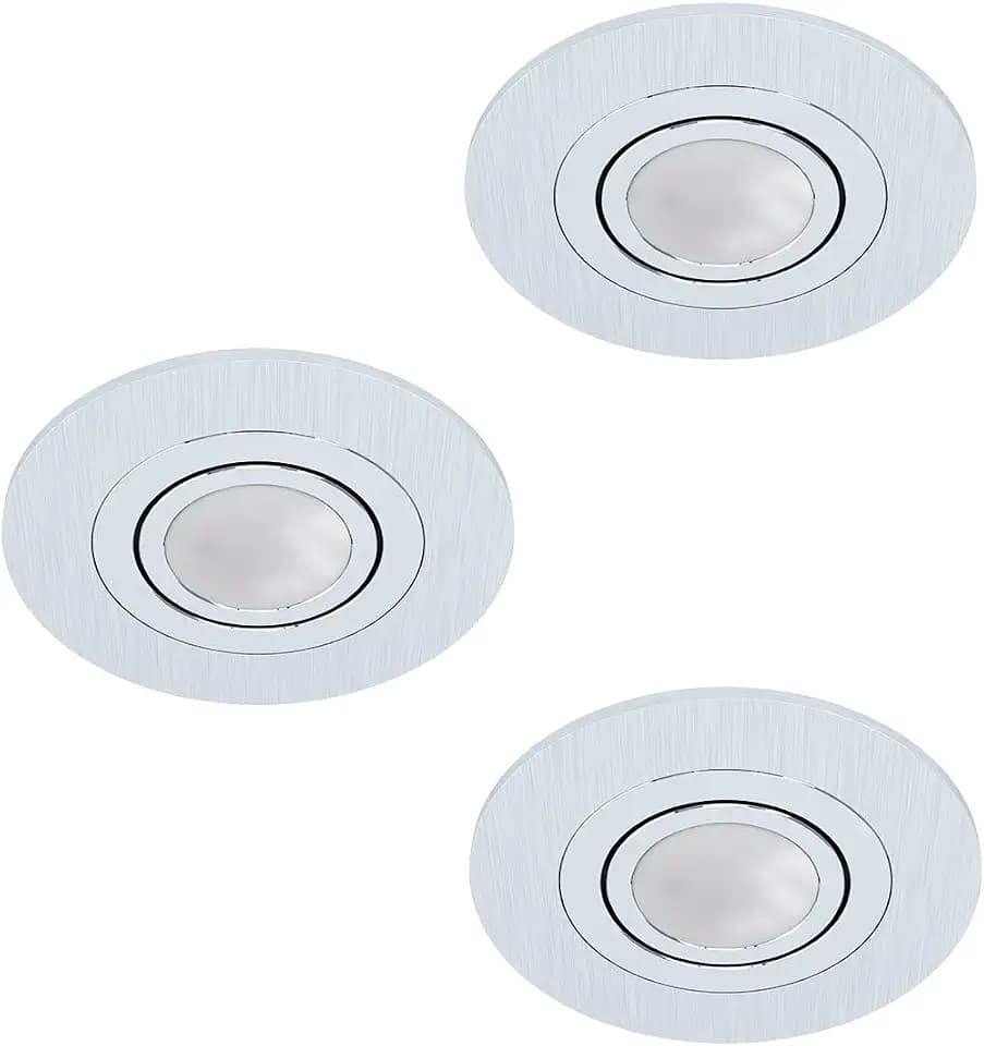 EGLO 3er-Set Einbaustrahler Areitio, Spots Set aus gebürstetem Aluminium