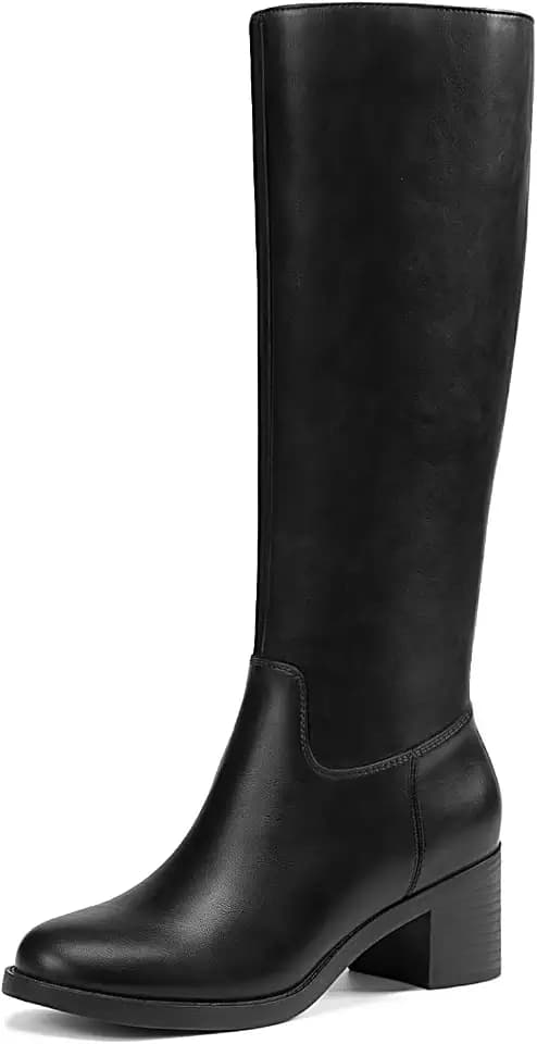 Athlefit Knee High Boots Women Round Toe Fall Boots with Side Zipper