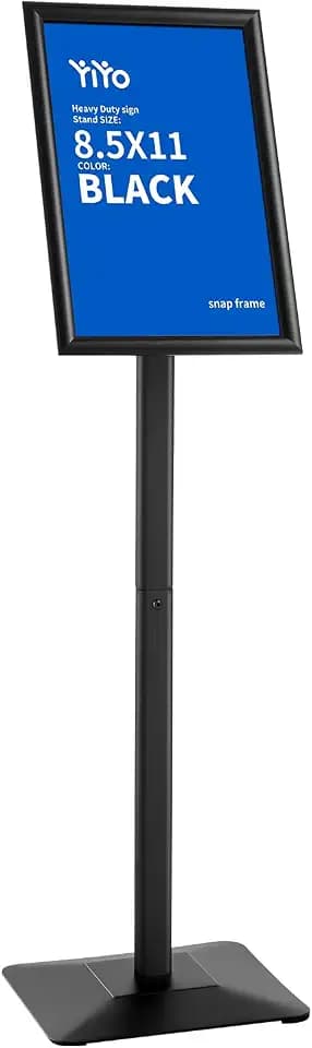 YIYO Sign Stand Poster Stand，adjustable heavy duty pedestal Sign Holder Floor Stand，aluminium frame floor standing for display 8.5*11 inch，Black (8.5*11 Black)