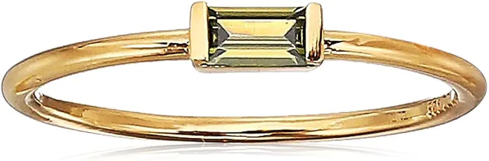 Amazon Essentials 18K Yellow Gold Plated Sterling Silver Cubic Zirconia Fashion Stackable Ring