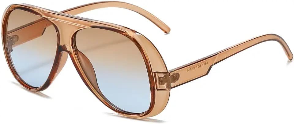 Long Keeper Vintage Oversized Pilot Sunglasses for Women Retro 70s Pilot Sun Glasses Big Frame Trendy Flat Top Shades UV400