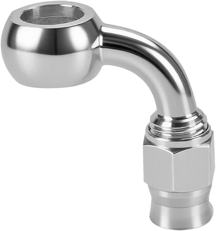 90 Degree 3AN Male to M10 Banjo Brake Hose Fitting Adapter