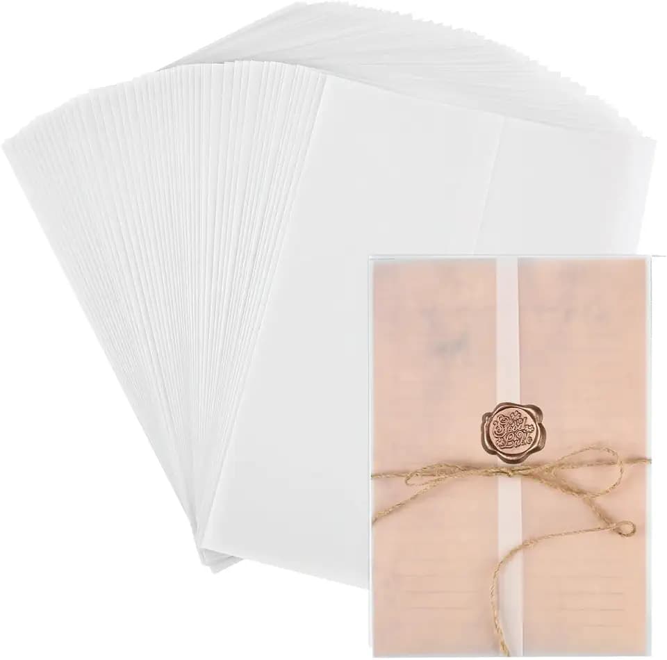 50stk A5 Briefumschläge Umschläge Durchscheinend Pergamentumhüllen 15x21cm, Einladungen Pergamentpapier Geburtstagskarten Hochzeitseinladungen Einladungsumschläge Einladungskarten Umschläge - Druckbar